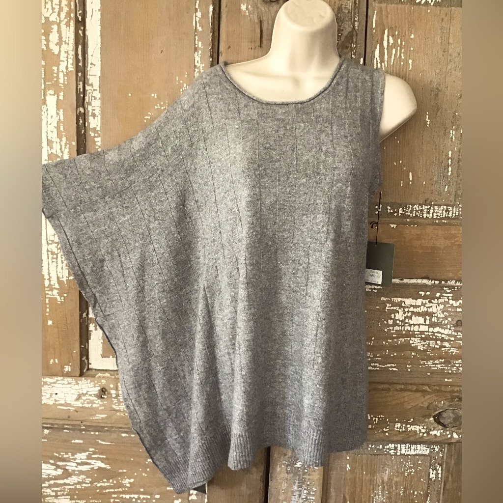 Nwt $529 Barbara Wells Studio Half Drape Top Cashmere Linen Sz Small Gray